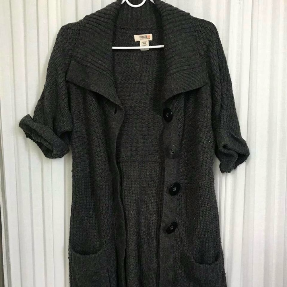button up grey cardigan